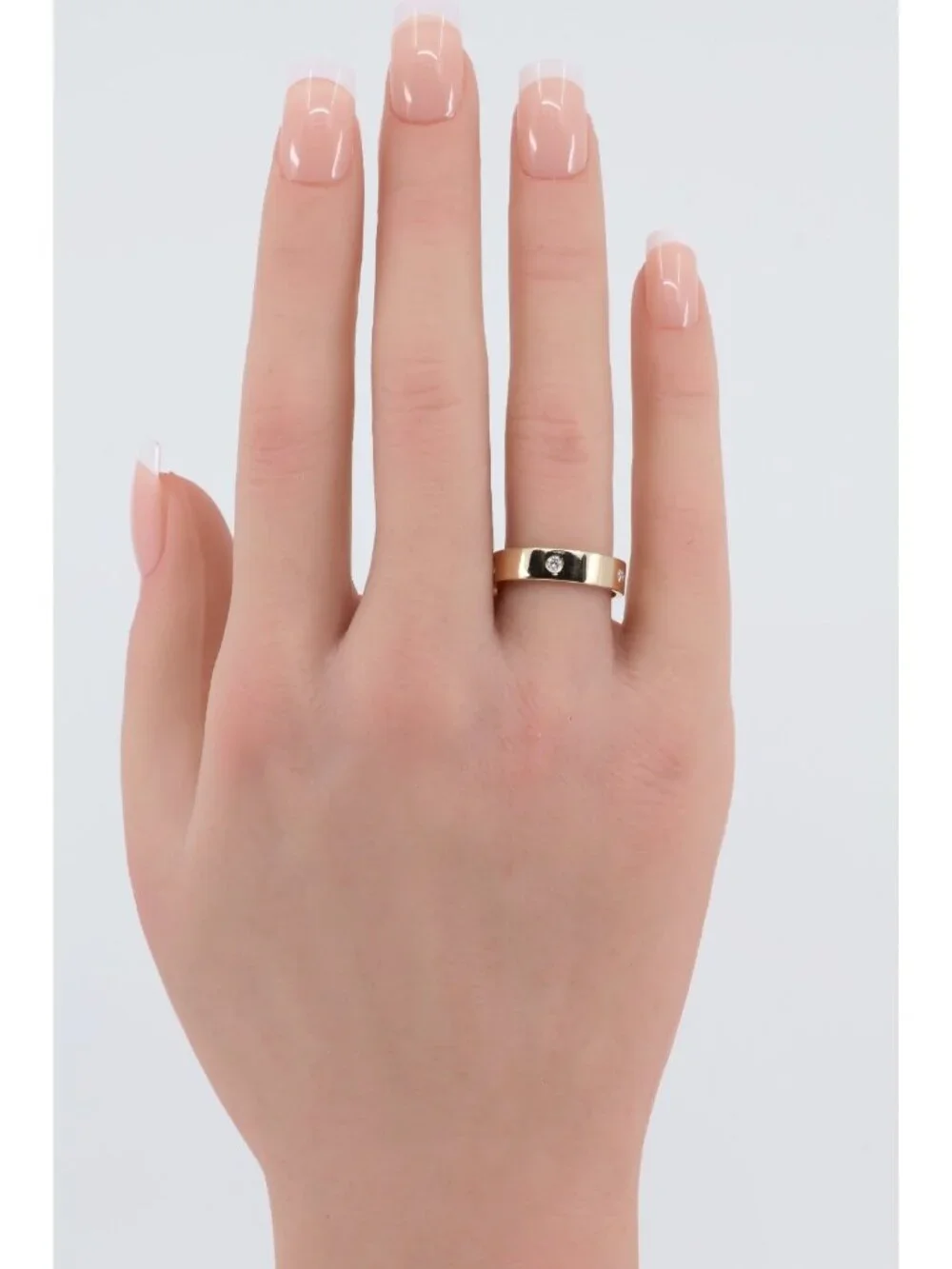 14K Solid Yellow Gold Flush Set Diamond Eternity Wedding Band Ring - Size 6.50